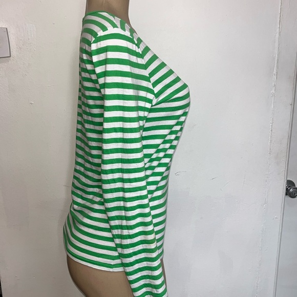 SOLD Ralph Lauren Preppy Striped V Neck Long Sleeve TShirt Sz M - Picture 3 of 5